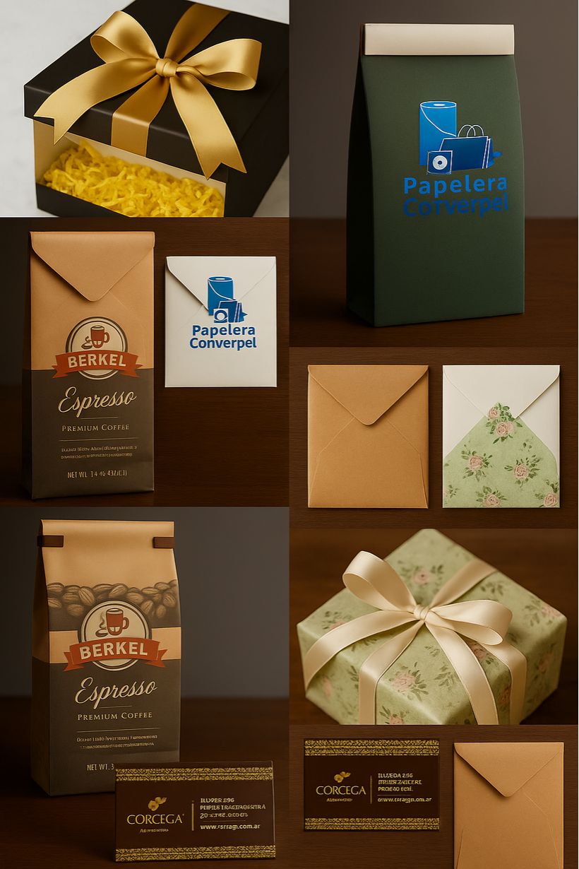 Ejemplos de bolsas, estuches y papel personalizados